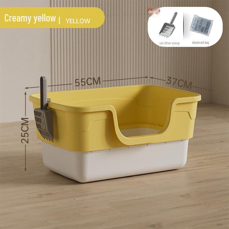 Giant Open Cat Litter Box - Splash-Proof for Large Cats