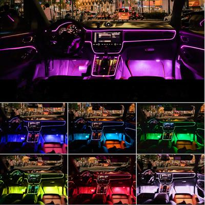 14 в 1 комплект окружающего света RGB оптоволоконные фонари цвета стайлинга автомобиля декоративные атмосферные лампы освещение салона автомобиля приложение