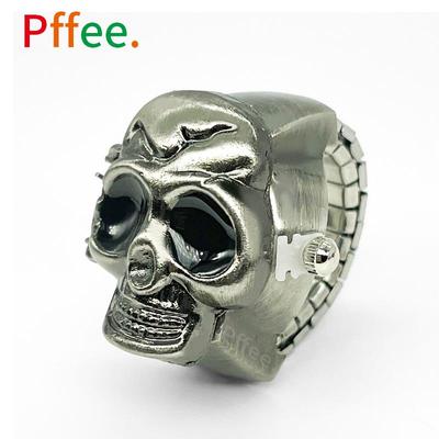 Pffee винтажные часы в стиле панк на палец, мини-эластичный ремешок Anillos Para Pareja, ювелирные изделия, часы с черепом, ретро кварцевые кольца для женщин и мужчин