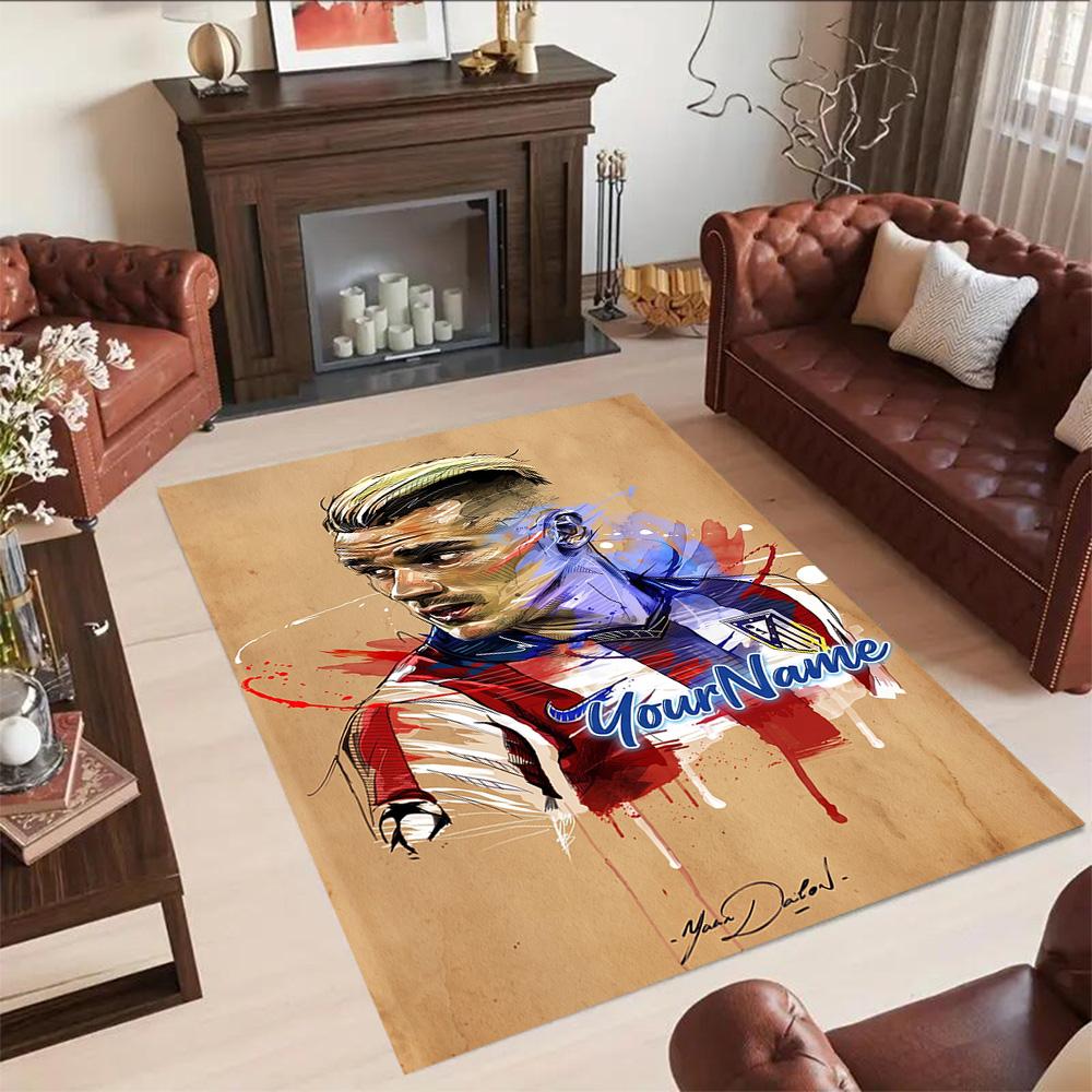 Atletico Madrid Customized Name Area Rug Suitable for Playrooms Study room Decorate room Foyer Anti-slip Rug Anime Office Decor