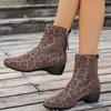 Fashion Leopard Print Kitten Heel Autumn New Round Toe Side Zip Soft Sole Non-slip Wear-resistant Short-thigh Boots
