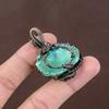 Aqua Titanium Shell Handmade Copper Wire Wrap Pendant 1.77" q9m64
