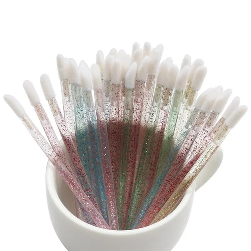 50 шт./набор одноразовых кистей для губ Crystal Mini Lipstick Brush Stick Portable Beauty Tool Multifu High Quality Brushs