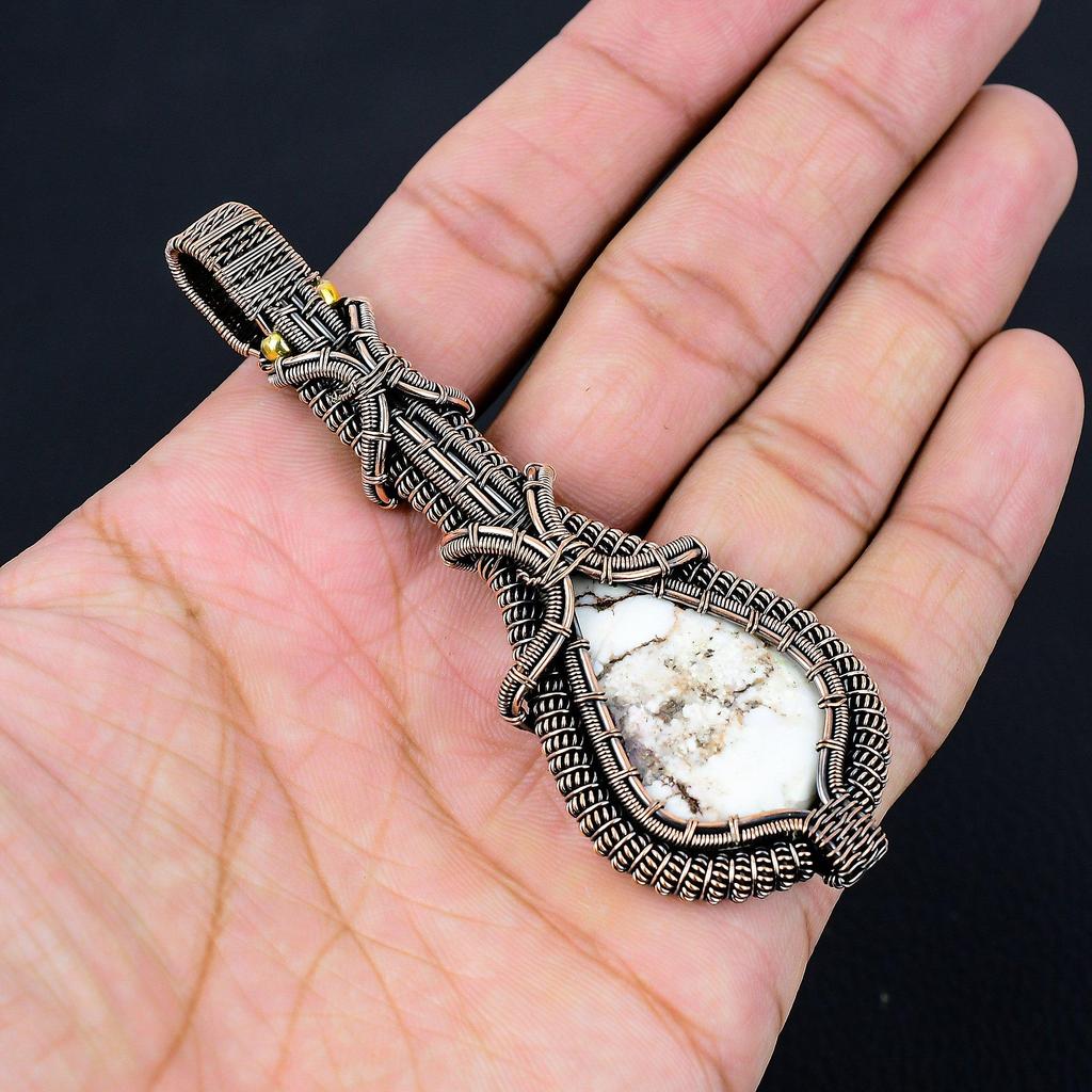 Подвеска ручной работы с драгоценным камнем «Дикая лошадь» из чистой медной проволоки, обернутая ювелирными изделиями ручной работы