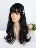 Синтетический парик Длинный натуральный волнистый ЧЕРНЫЙ 24-дюймовый парик с челкой Женский термостойкий парик из натуральных волос для повседневного косплея Хэллоуина Парики для вечеринок