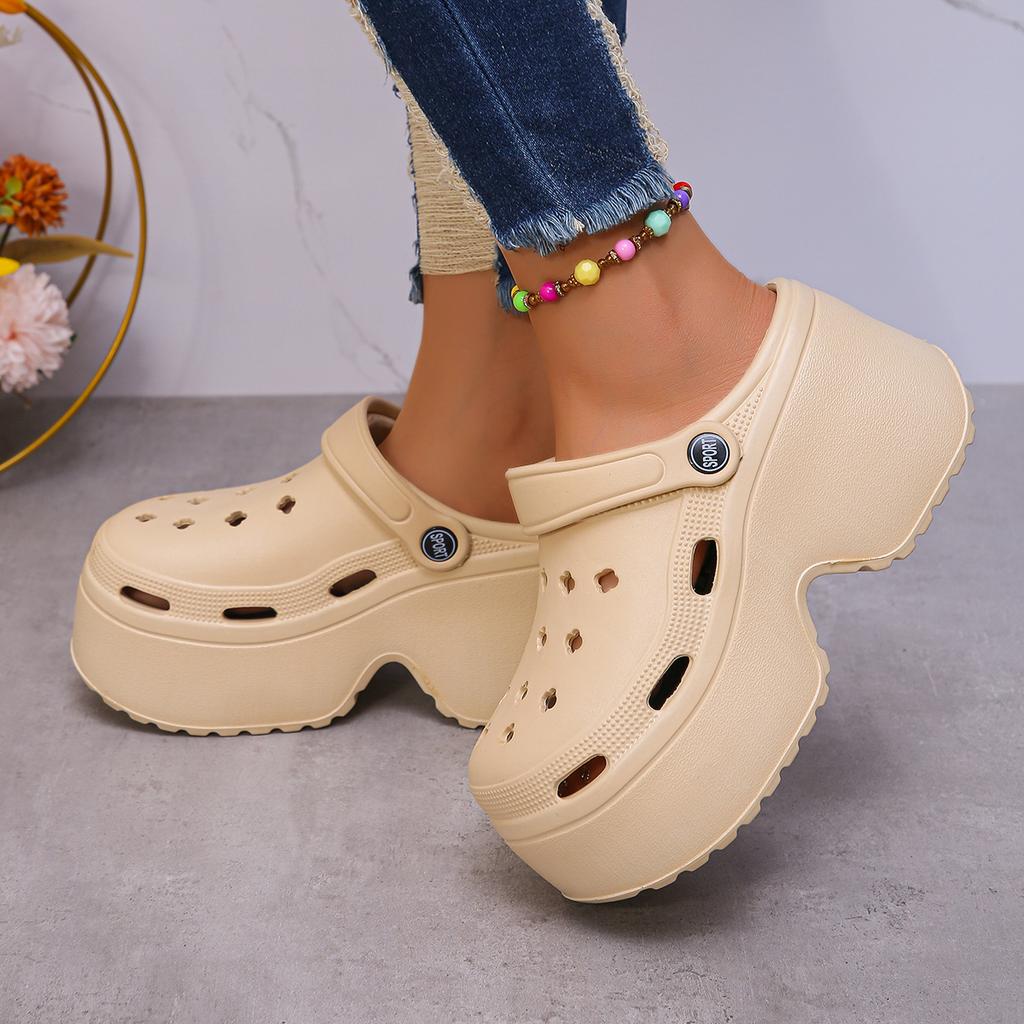 Fashion Eva Platform Clogs for Women Thick Bottom Wedges Heels Garden Sandals Woman 2025 Summer Comfort Non Slip Beach Slippers
