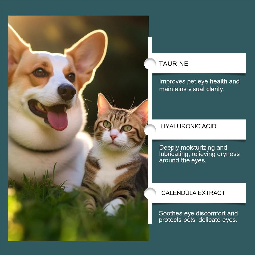 YEGBONG Капли для глаз для домашних животных, подходят для кошек и собак, удаляют слезные дорожки, очищают глазные выделения и глазную слизь, уход за глазами домашних животных, глазная промывка 30 мл/коробка