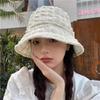 Корейский стиль Женская Панама Милая Уличная Шляпа От Солнца Ins Seersucker Плиссированная Шляпа Для Девочек