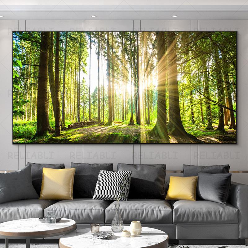 Landscape Pictures Green Tree Canvas Painting Forest Posters and Prints Wall Art Giant Trees Pictures for Living Room Home Decor