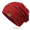 WTEMPO Solid Color Fleece Thick Couple Knitted Hats Women Ear Protection Windproof Casual Versatile Plush Slouchy Hats