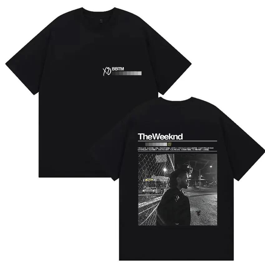 The Weeknd BBTM XO Двусторонняя Винтажная Футболка с Портретом Темный R&B Хип-Хоп Черный Унисекс Для Фанатов Оверсайз Удобная Модная Футболки для Женщин и Мужчин