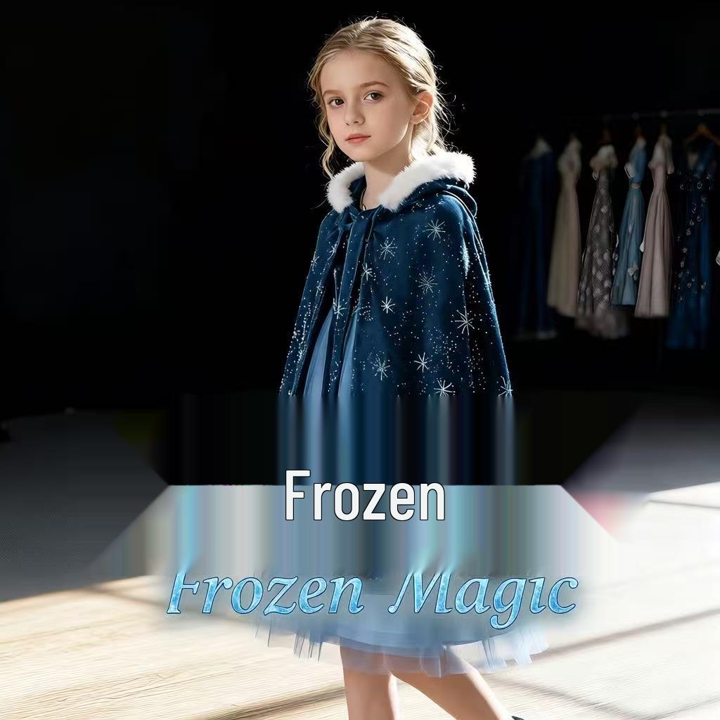 Платье Замороженной Принцессы с флисовой подкладкой для девочек - Зима, Хэллоуин и Рождество