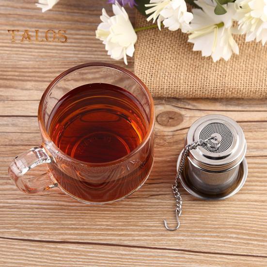Ситечко для чая с подносом, подвесная цепочка, мелкоячеистая заварочная чашка из нержавеющей стали, мини-цилиндрическая заварочная машина, многоразовый чайник, чайные аксессуары