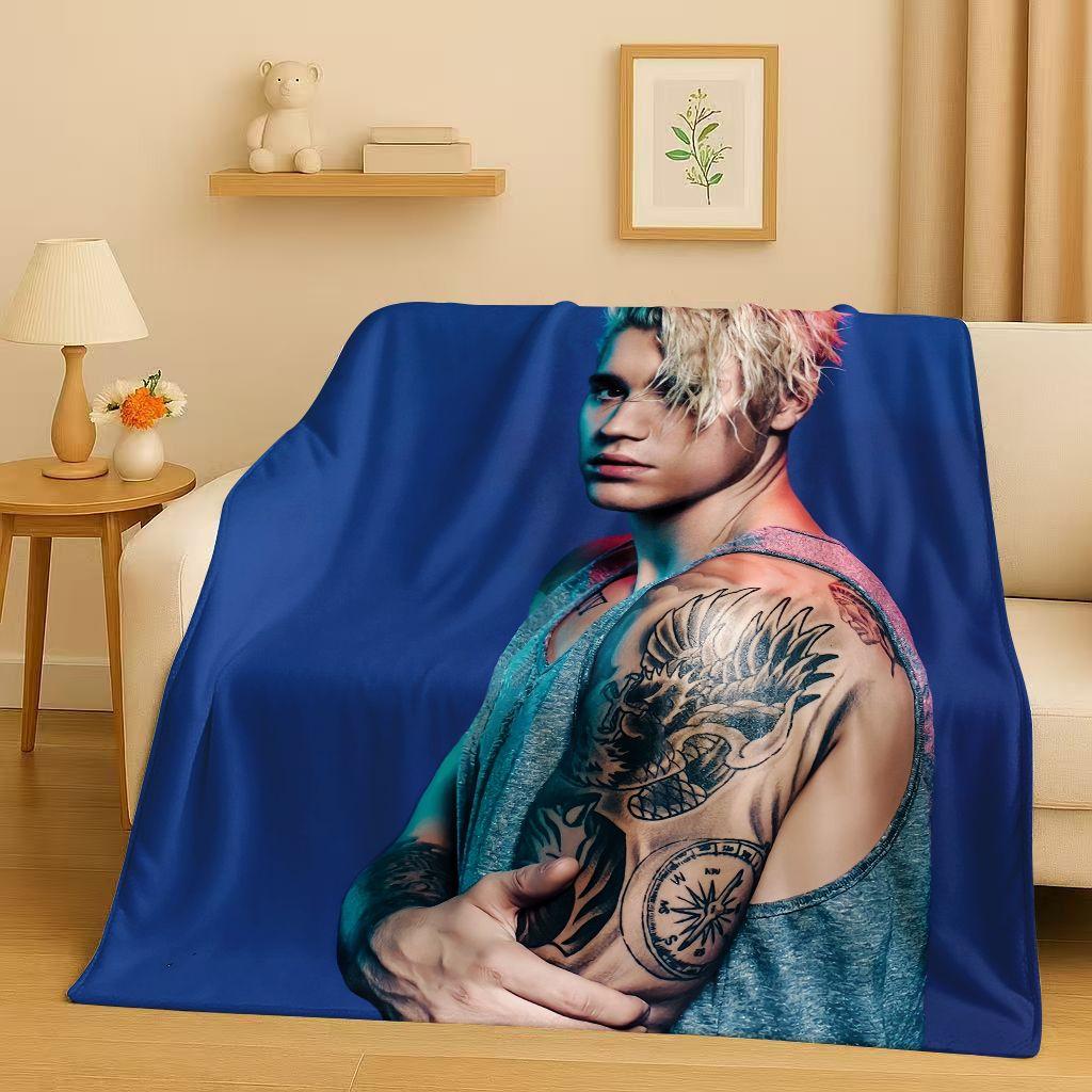 New Fashion B-Bieber Singer Star Flannel Blanket,Ultra Soft Warm Plush Throw for Home Bedroom Bed Sofa Cover Office Travel Gift
