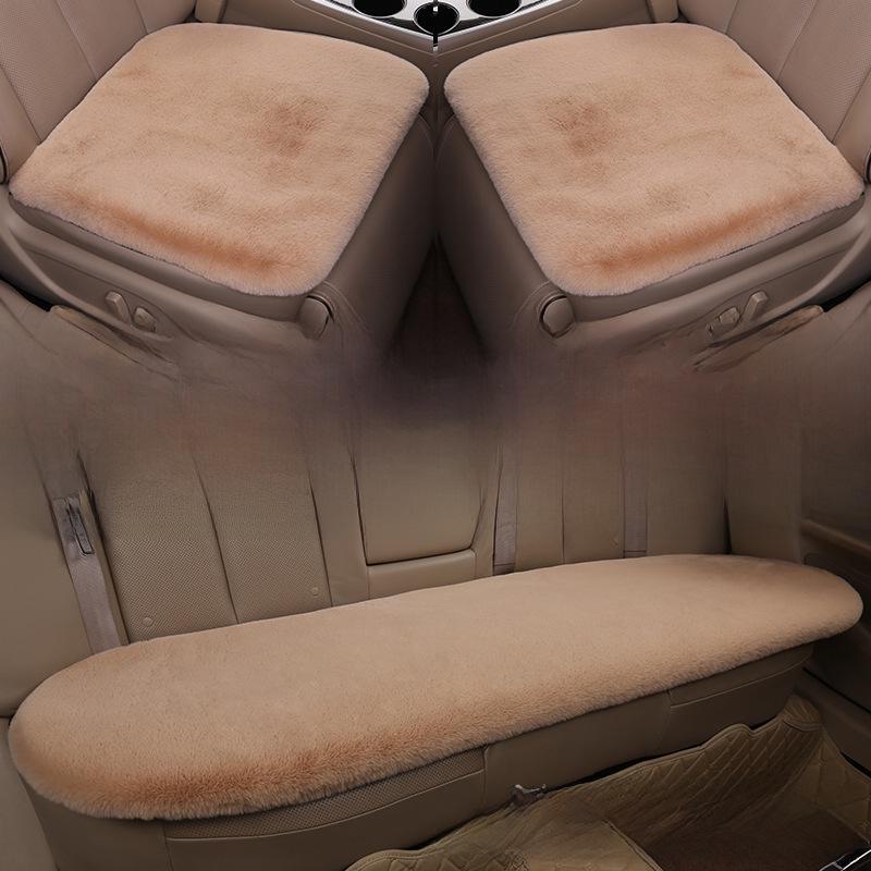 Зимний плюшевый набор подушек на сиденья автомобиля из кроличьего меха - Уютный и теплый для вождения в холодную погоду