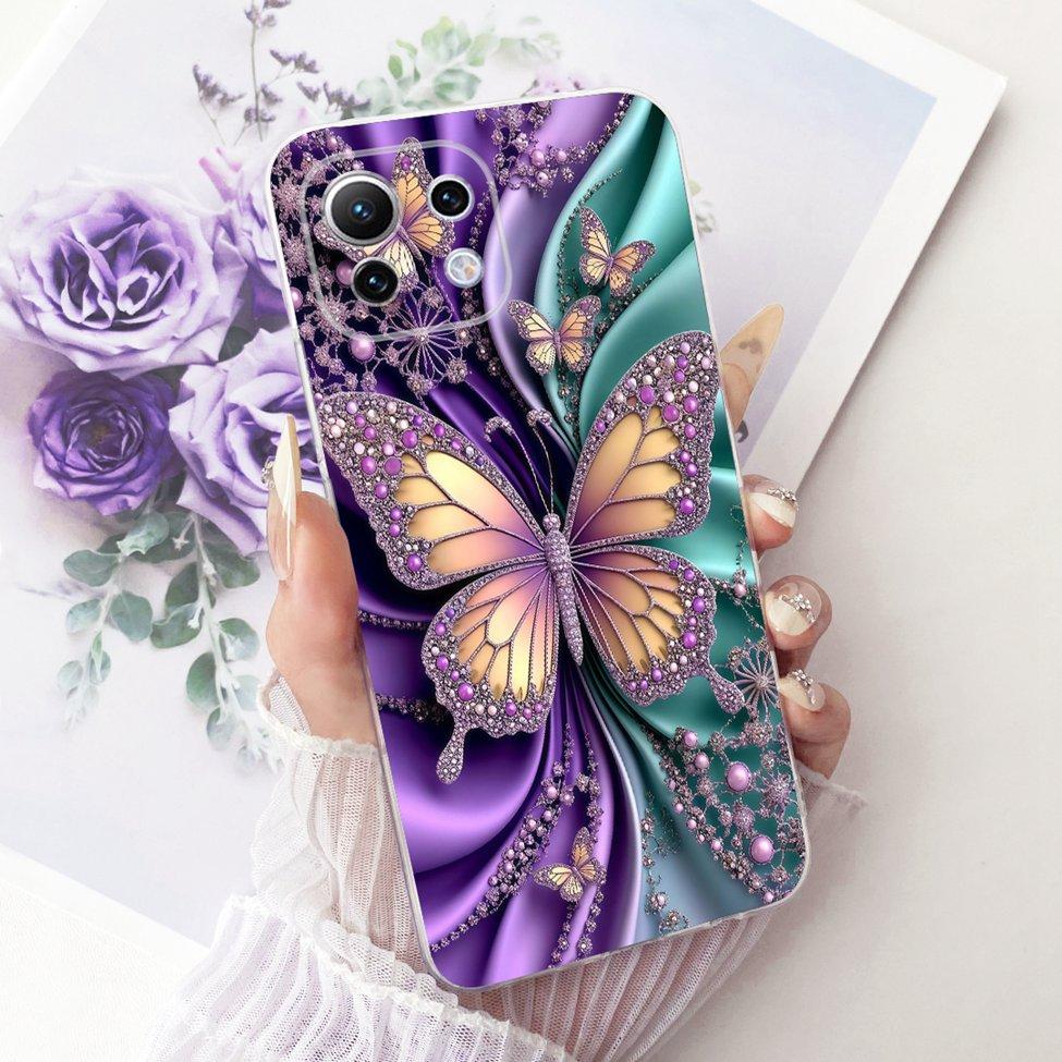 Clear Casing For Xiaomi Mi 11 Lite 4G Cover For Xiaomi Mi 11 Lite 5G Case Cute Cat Fashion Butterfly Funny Painted