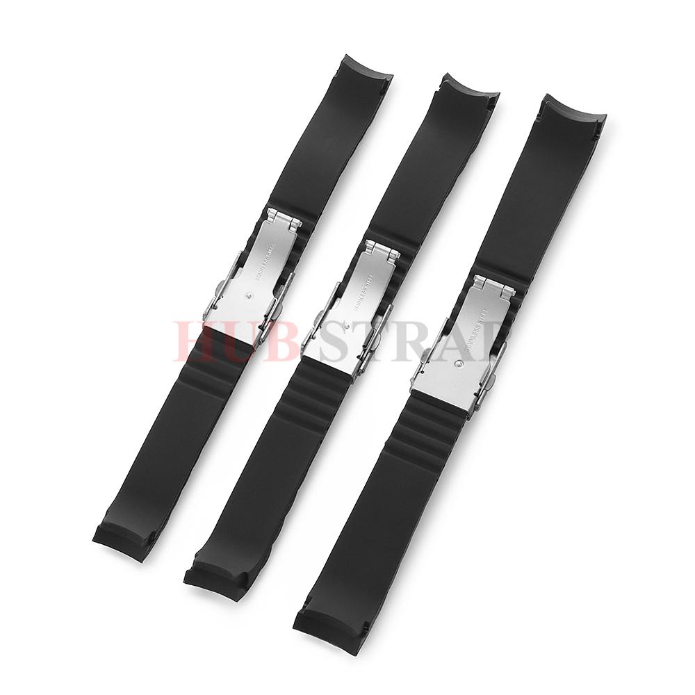 18мм 20мм 22мм 24мм 26мм Ремешок с изогнутым концом Силиконовый ремешок для часов Складная застежка Спортивный браслет для мужчин и женщин Сменные браслеты