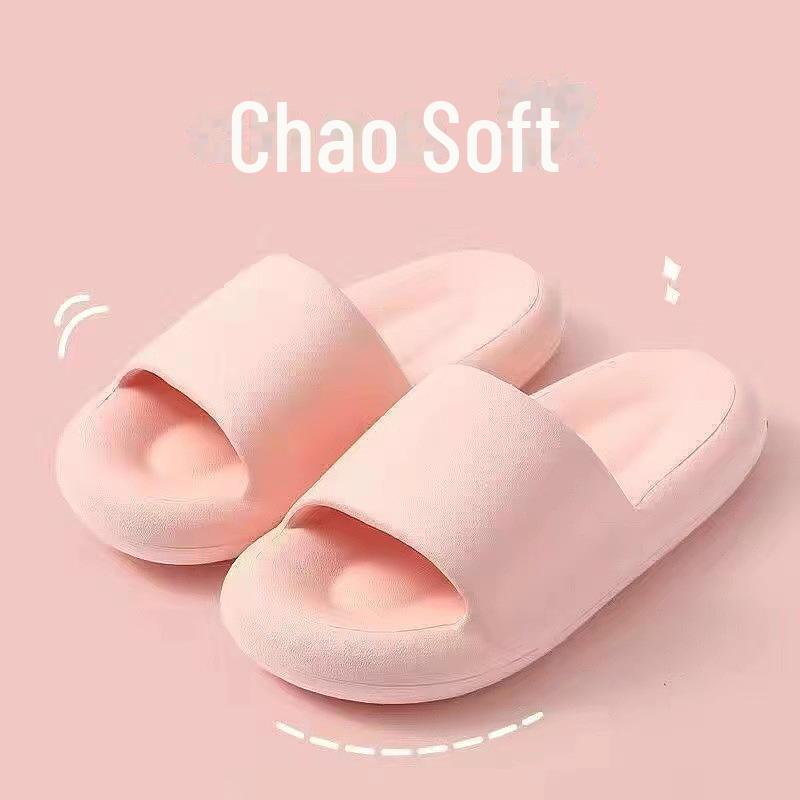 Женские нескользящие тапочки с открытым носком на толстой подошве - летние сандалии для дома и улицы