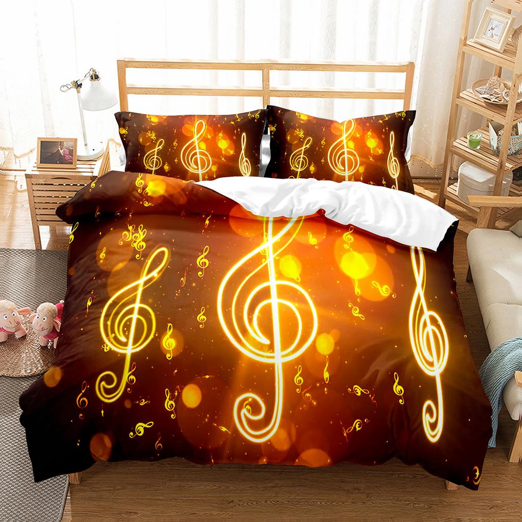 Piano Pattern Duvet Cover Queen King Size Classic Music Themed Bedding Music Pattern Geometric Stripes Room Decor 3 Piece Set