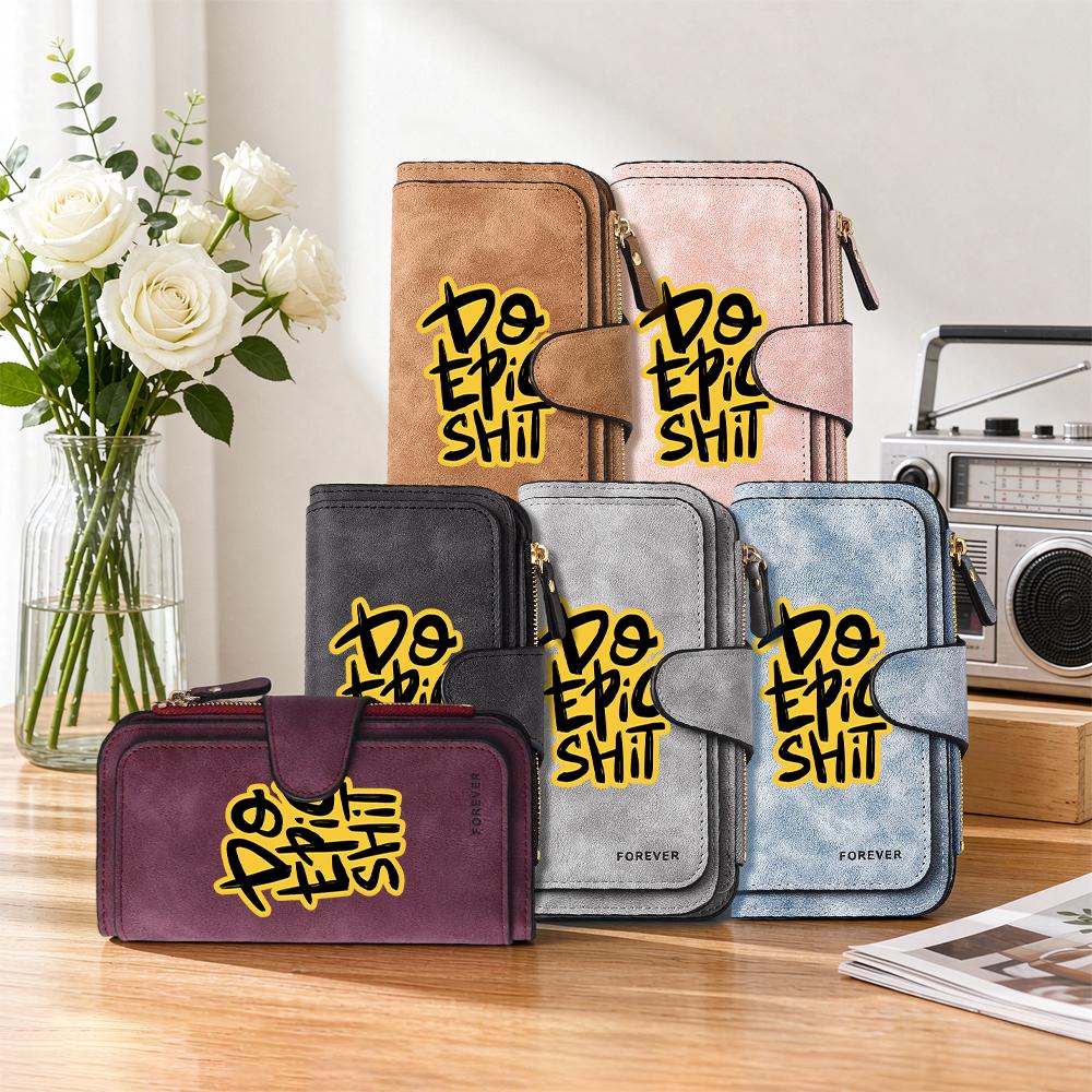 Stylish Long Wallet with Cool Slogan Large Capacity Card Holder
