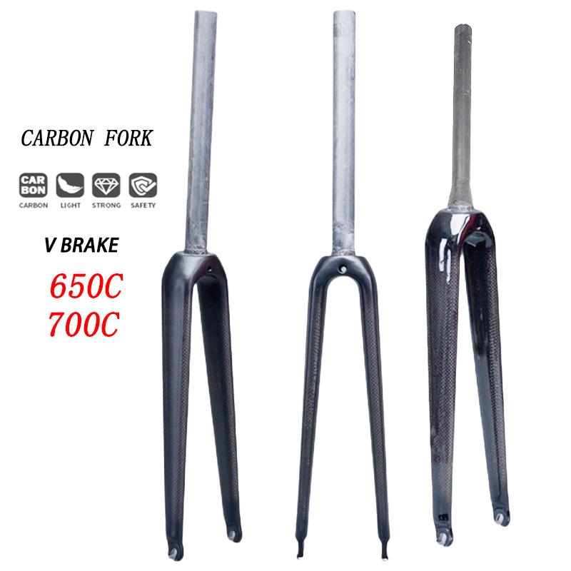 650C 700C Racing Road Bicycle Glossy Matt 3K Full Carbon Fibre Fork Track Fixed Gear Bike Front Fork