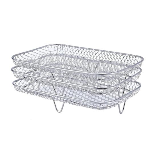 3Pcs Air Fryer Rack Stackable Dehydrator Racks Stainless Steel Basket Tray Accessories for Oven Microwave Baking Roasting
