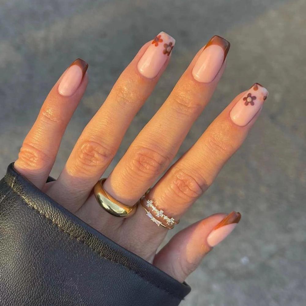 24pcs/Box Press On Nails Artificial Full Cover Wearable Fake Nails Nail Tips Square Head False Nails