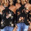 Summer Women Sexy Off-shoulder Floral Print Halter Backless Loose T-shirt