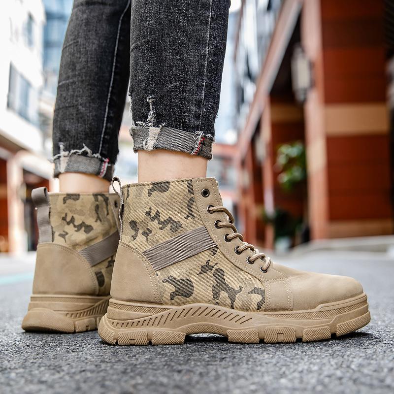 Мужские ботинки мартин осенние повседневные модные высокие мужские ботинки 2025 новые мужские камуфляжные парусиновые рабочие ботинки