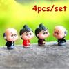 4pcs/set Mini Grandpa Grandma and Son Together Moss Micro Landscape Accessories  Doll Combination  DIY Ornaments
