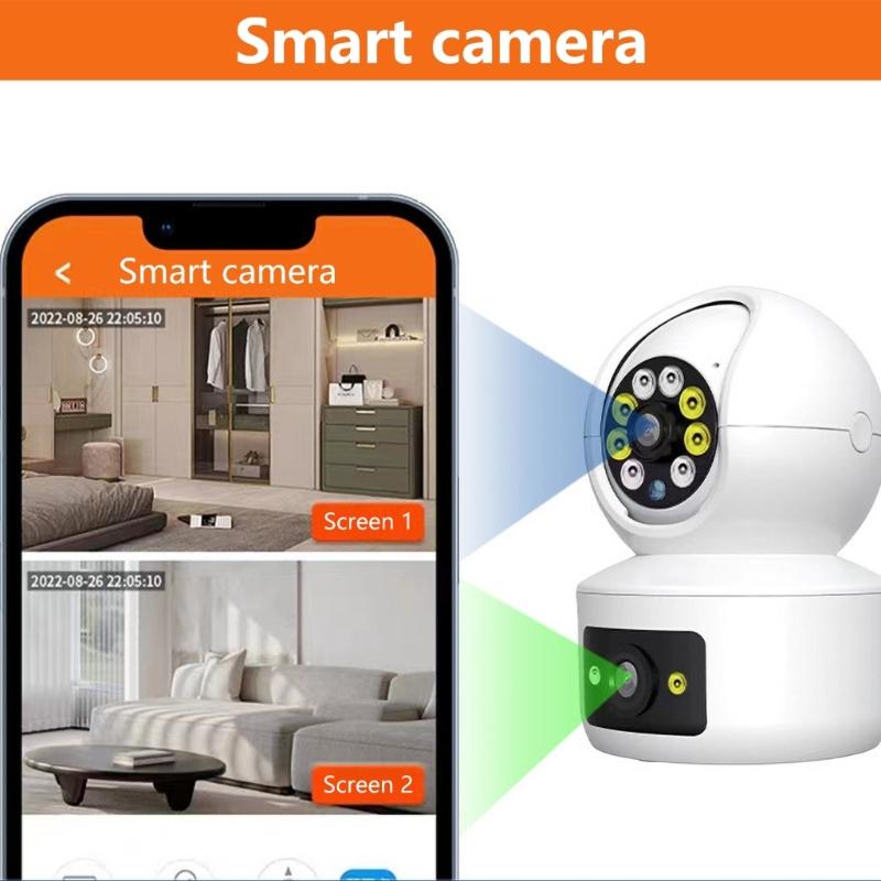 Indoor WiFi Security Camera With 2 Lens, 1080P, Colorful Night, Motion Detection, Two Way Talk, for Home Safety