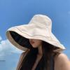 Женская рыбацкая шляпа с большими полями, защита от солнца, анти-УФ-складная, однотонная, ветрозащитная, с ремешком, термостойкая виниловая кепка для путешествий, пляжа, улицы