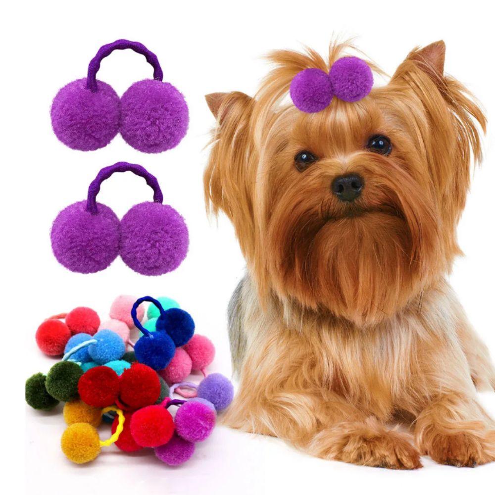 10 шт. Двойные плюшевые шарики Банты для груминга питомцев Плюшевые резинки для волос собаки Эластичные резинки для волос питомца Груминг