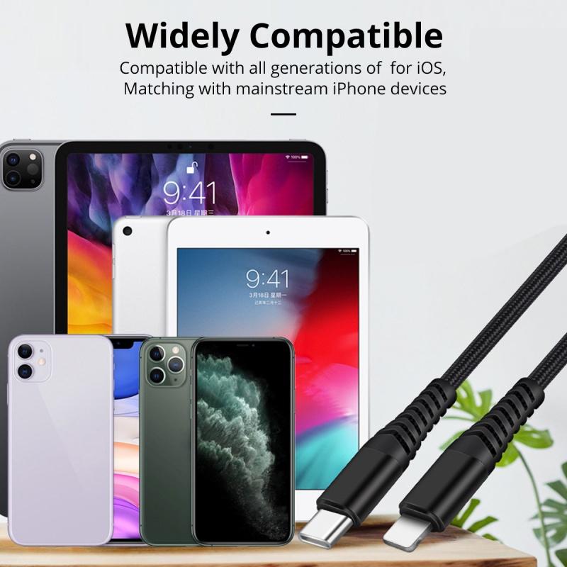 FONKEN For iPhone 12 Series & XS XR 11 Pro Max Mini PD 20W Type C To Lightning Data Cable Support Charging Data Transfer