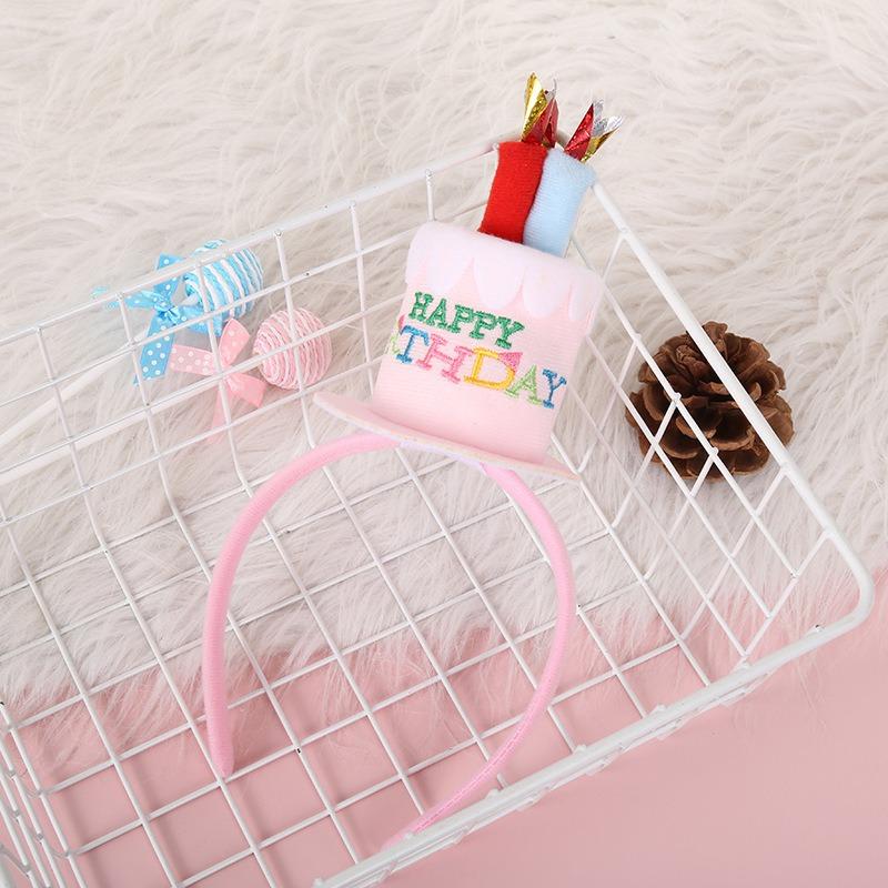 Happy Birthday Cake Candle Headband Children's Birthday Party Decoration Colorful Happy Birthday Cake Head Band Photo Props