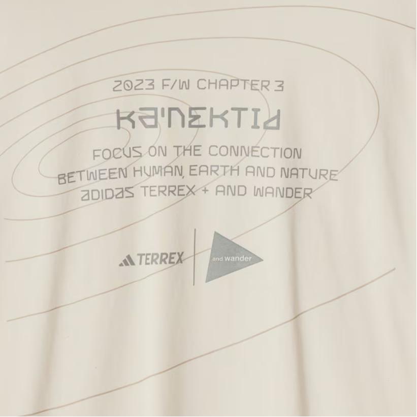 adidas Terrex X And Wander Collaboration FW23 Узор Печатный Спортивная Футболка Унисекс с Круглым Вырезом И Длинными Рукавами Топы Белые HZ0670