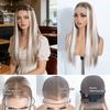 NOBLE 24 Inch13X6 Synthetic Lace Front Wig Highlight Brown White Streaks Straight Natural Hairline Heat Resistant For White Wome
