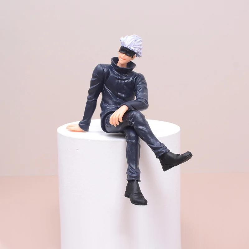 10СМ Годжо Сатору Аниме Магическая битва Итадори Юдзи Сидящая Модель-Стопор для лапши ПВХ Детские Игрушки Статическая Подарочная Кукла