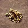 Hand Made Small Octopus Statue Metal Brass Tea Pet Table Ornament Lucky Home Decorations Accessories Chinese Tea Set Craft Gift