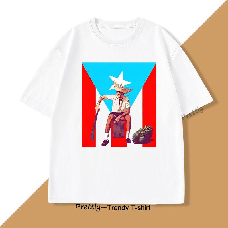 Puerto Rico Flag Bad Bunny Tshirt Unisexcasual Graphic Print T Shirt O Neck Shortsleeved Tops Summer Unisexs Cotton Tee Clothing
