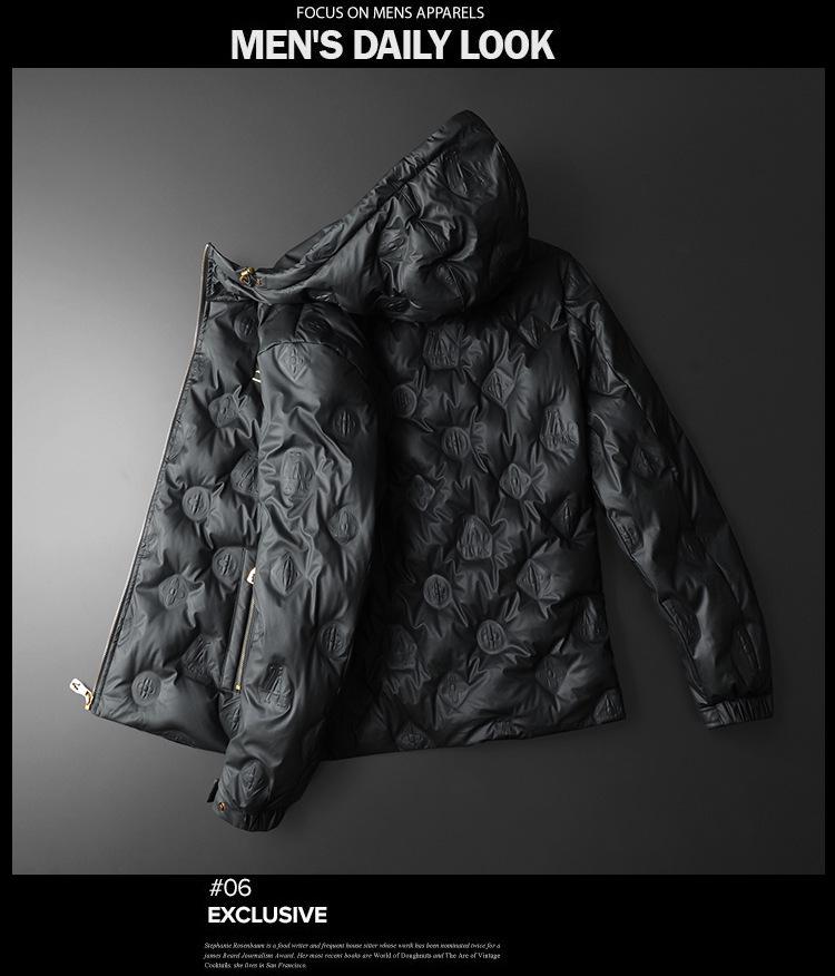 Мужская роскошная пуховая куртка с капюшоном - Европейская высококачественная 90% белый утиный пух Зимнее пальто