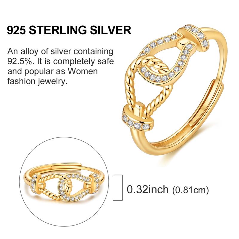 Ring 925 Sterling Silver Sparkling Gold Heart Star Moon Chain Ring For Women Man Girl Wedding Anniversary Part Ring Jewelry Gift