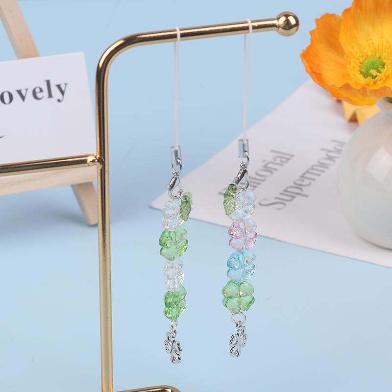 Y2K модный шнурок для телефона с бусинами, счастливый четырехлистный клевер, цепочка для мобильного телефона, брелок для мобильного телефона, подарки для девочек