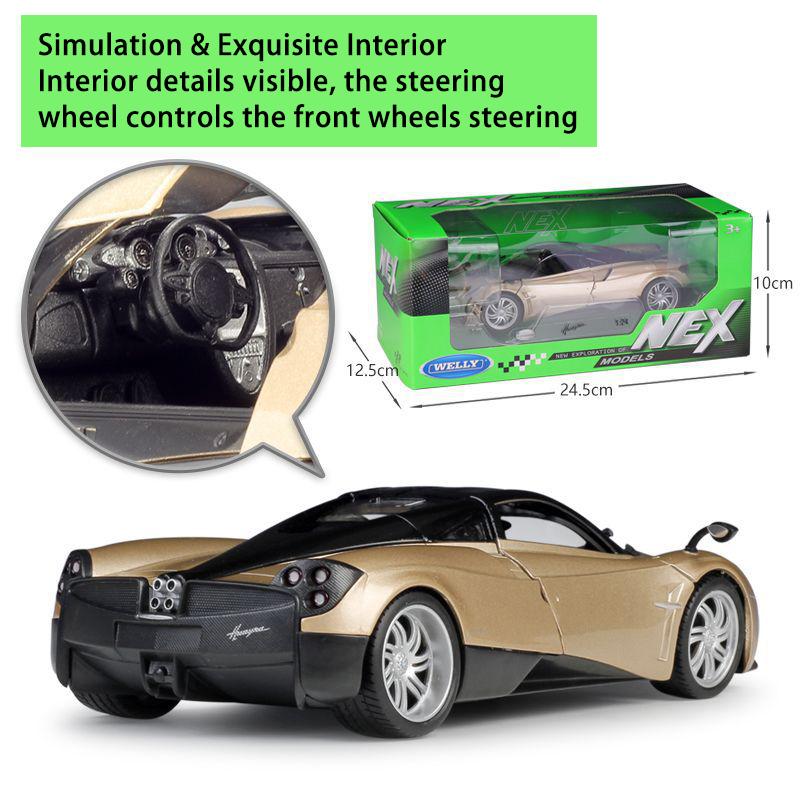 Масштаб 1/24 WELLY Pagani Huayra, модель автомобиля из сплава, литье под давлением, металлические игрушечные автомобили, модель автомобиля, коллекция высокой имитации, детские подарки