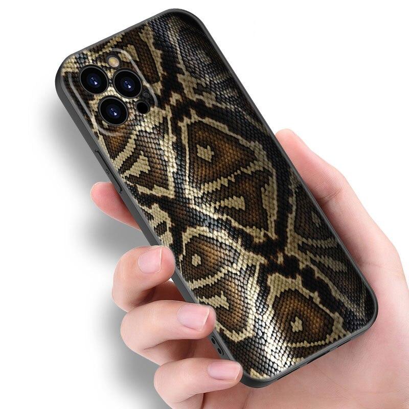 Модный чехол для телефона из змеиной кожи для Apple iPhone 13 12 Mini 11 Pro XS Max XR X 8 7 6S 6 Plus SE 2022 2020 5S 5, мягкий черный чехол