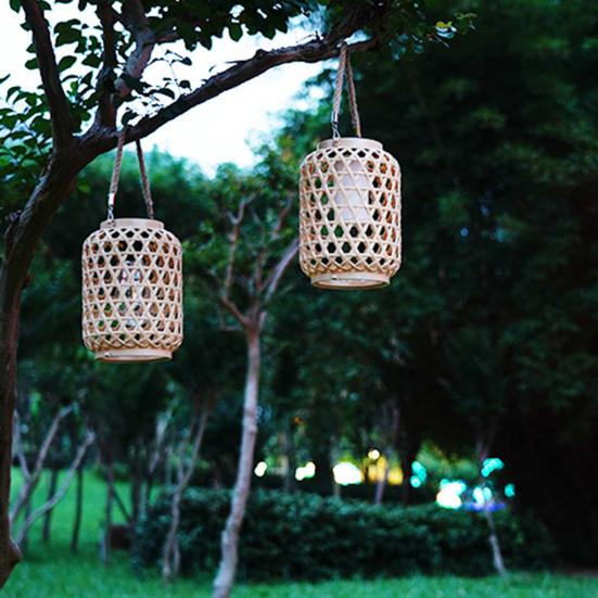 Солнечная тканая лампа Мягкое освещение IP65 Водонепроницаемый Автоматическое включение/выключение Перезаряжаемый Простота установки Бамбуковый подвесной солнечный светильник Садовый декор