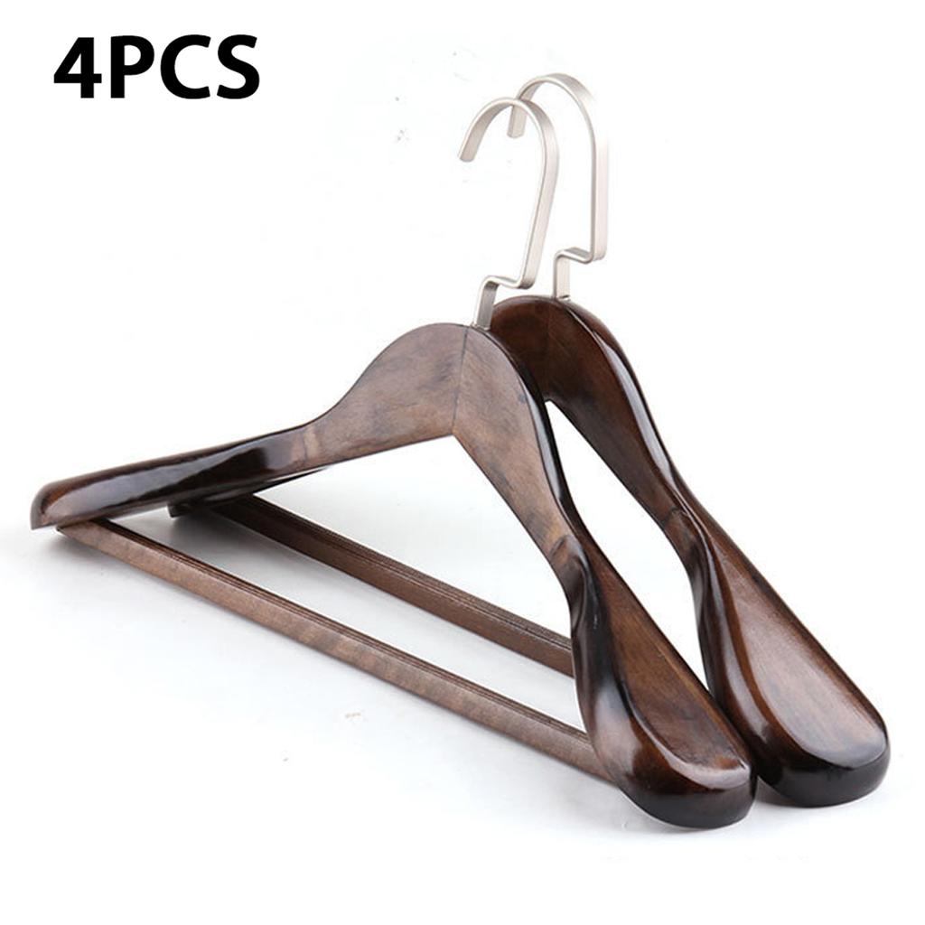 4 шт. вешалки из цельного дерева, широкие плечики, вешалки для пальто, деревянные нескользящие костюмы, брюки, одежда для шкафа, халаты Ogazer