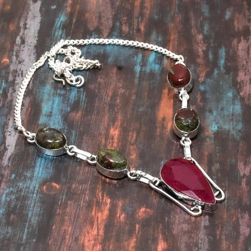 Ослепительное ожерелье из драгоценного камня кашмирского красного рубина, ювелирные изделия ручной работы из стерлингового серебра 925 пробы