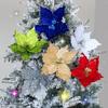 1pcs 28cm Christmas Glitter Artificial Poinsettia Flowers Artificial Xmas Tree Decor for Home Party New Year Ornaments