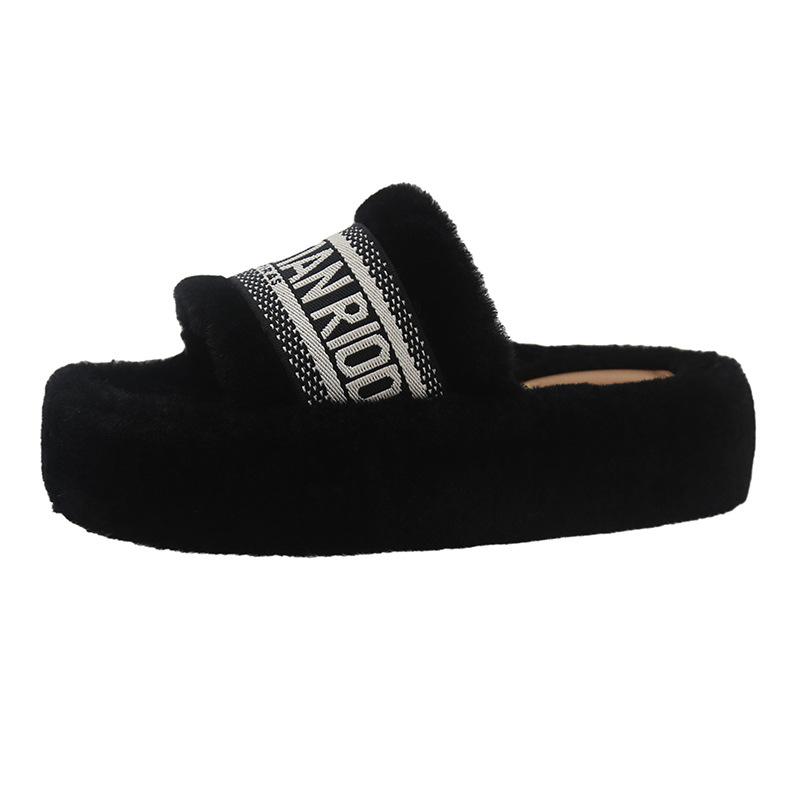 Популярные тапочки Mao Mao женская зимняя одежда 2025 года, новая вышивка, продвинутое чувство, интернет-знаменитость, толстый низ, плюш, хлопок, весна и осень